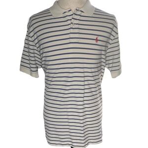 Ralph Lauren Navy and White Striped Polo Shirt